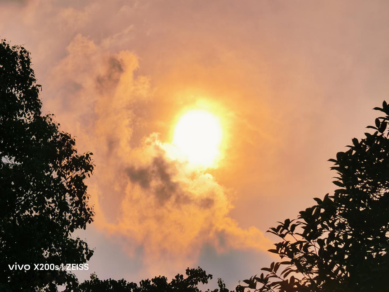 分享你随手拍的天空雨后的天空：雨后我在家看见太阳出来，便走出小区大院，想到空旷的