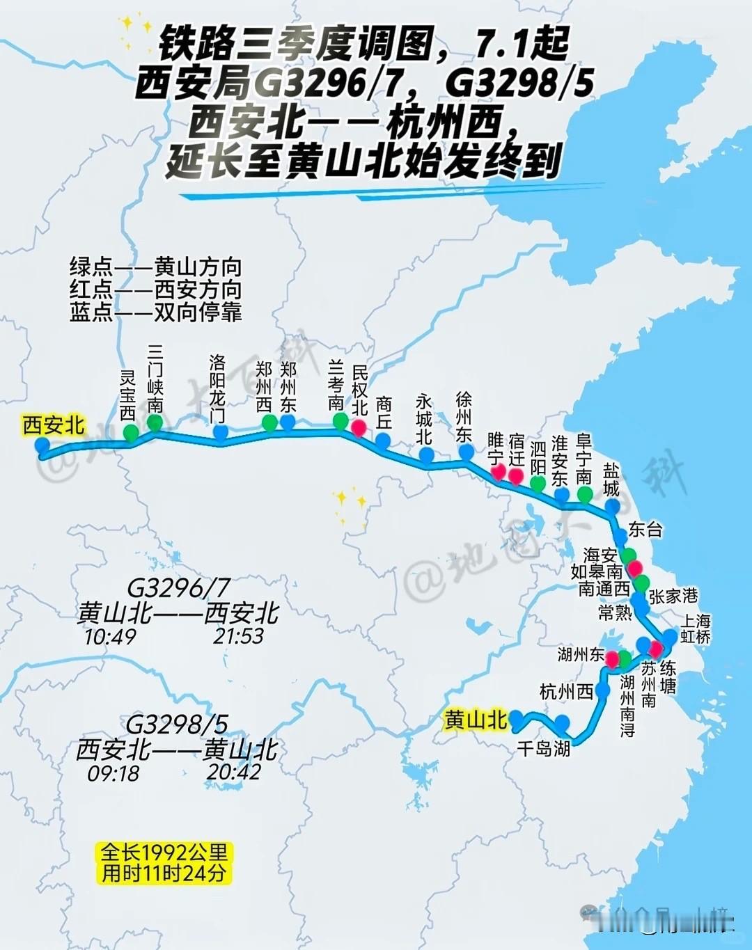 西安北到黄山北的高铁列车是一步步延长的吧，否则不至于在长三角绕个弯吧。
可能最早