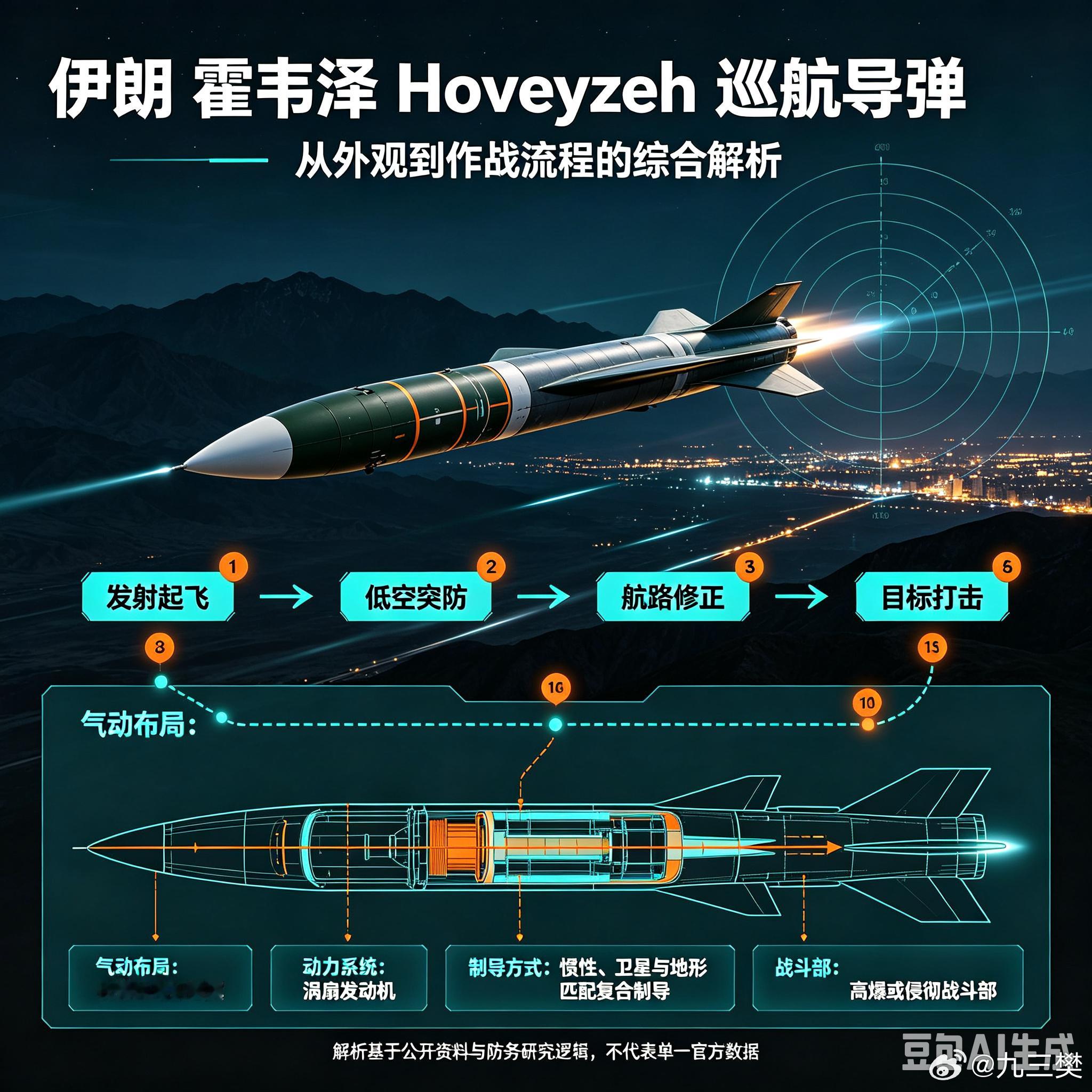 军事ai新视野 伊朗 霍韦泽 Hoveyzeh 巡航导弹（伊朗版战斧）ai热力追