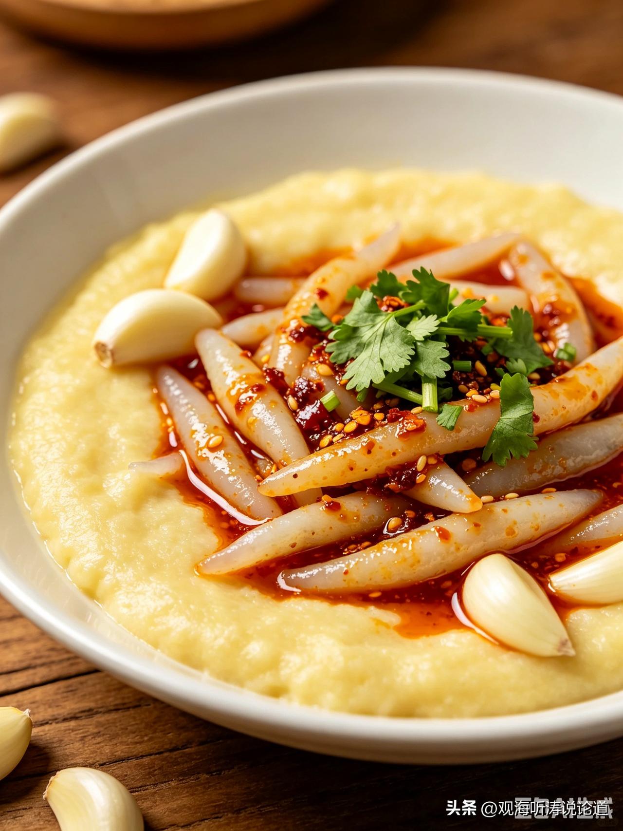 西北美食搅团和鱼鱼
 
       搅团与鱼鱼是关中地道粗粮风味，朴实又极具烟