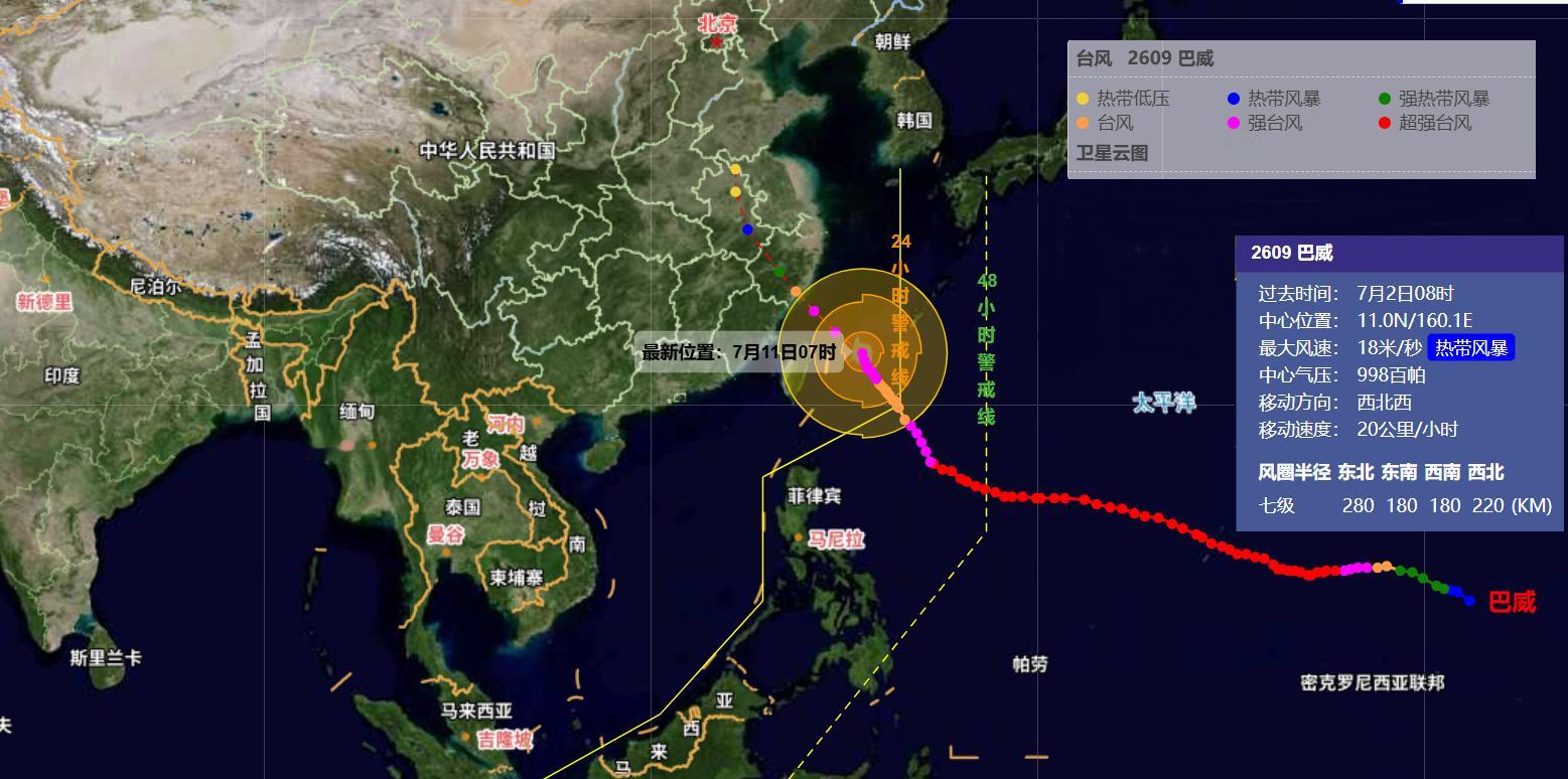 台风巴威实时路径 看了下，这个巴威台风，起源地：11.0°N，160.1°E太平