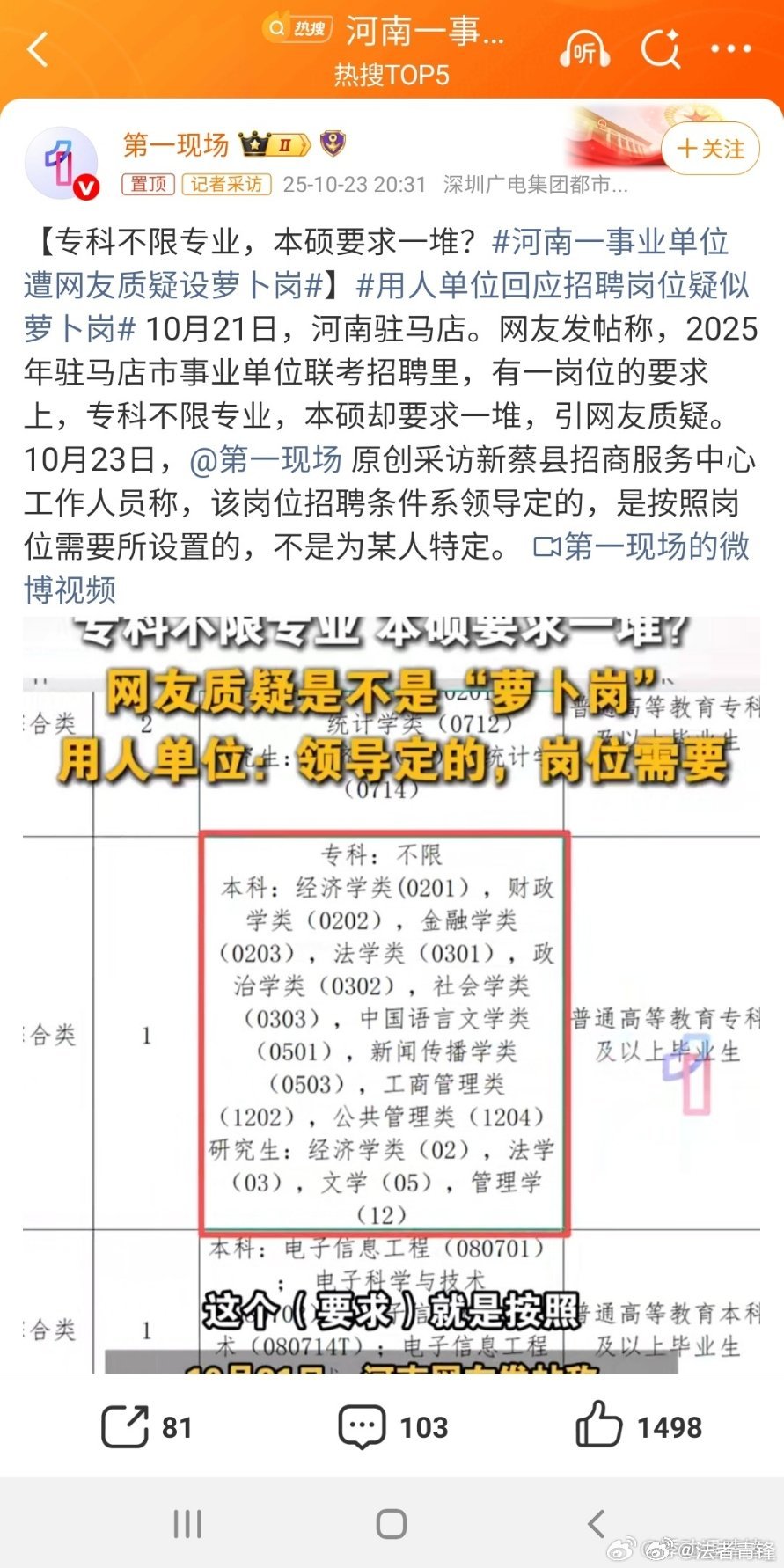 一事业编内部人员进面试被指萝卜岗判断是不是萝卜岗，不应该只看有无内部员工进入面试