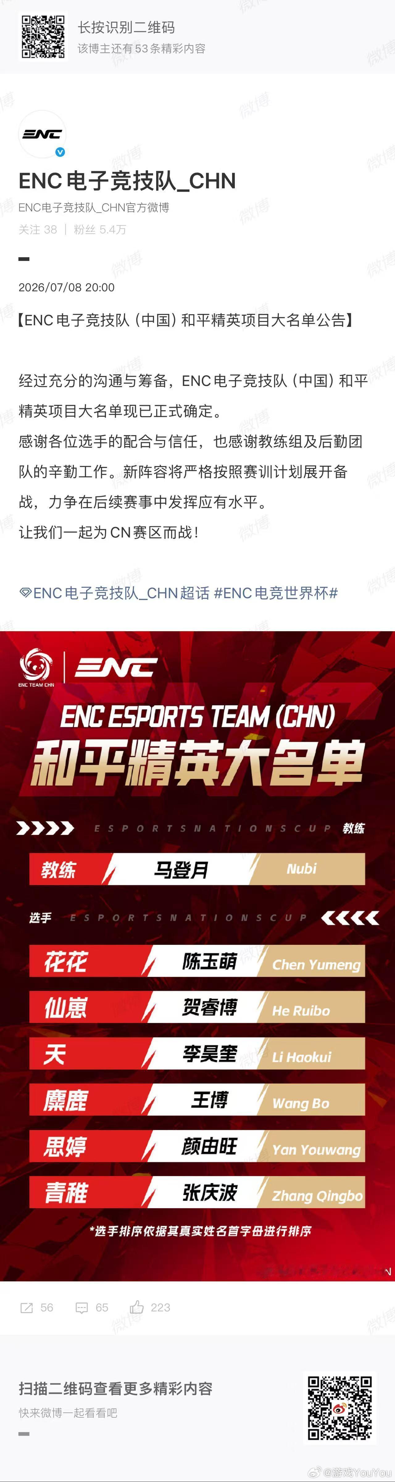 2026ENC和平精英大名单ENC和平精英大名单终于官宣！教练Nubi带队六位选