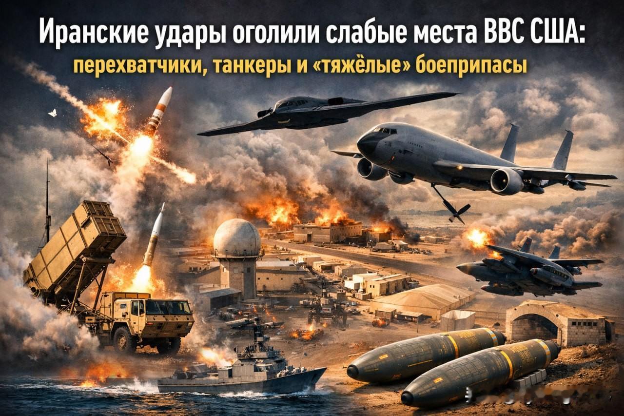 🇮🇷伊朗的导弹袭击暴露了美国空军的弱点：拦截机、加油机和“重型”弹药。

出