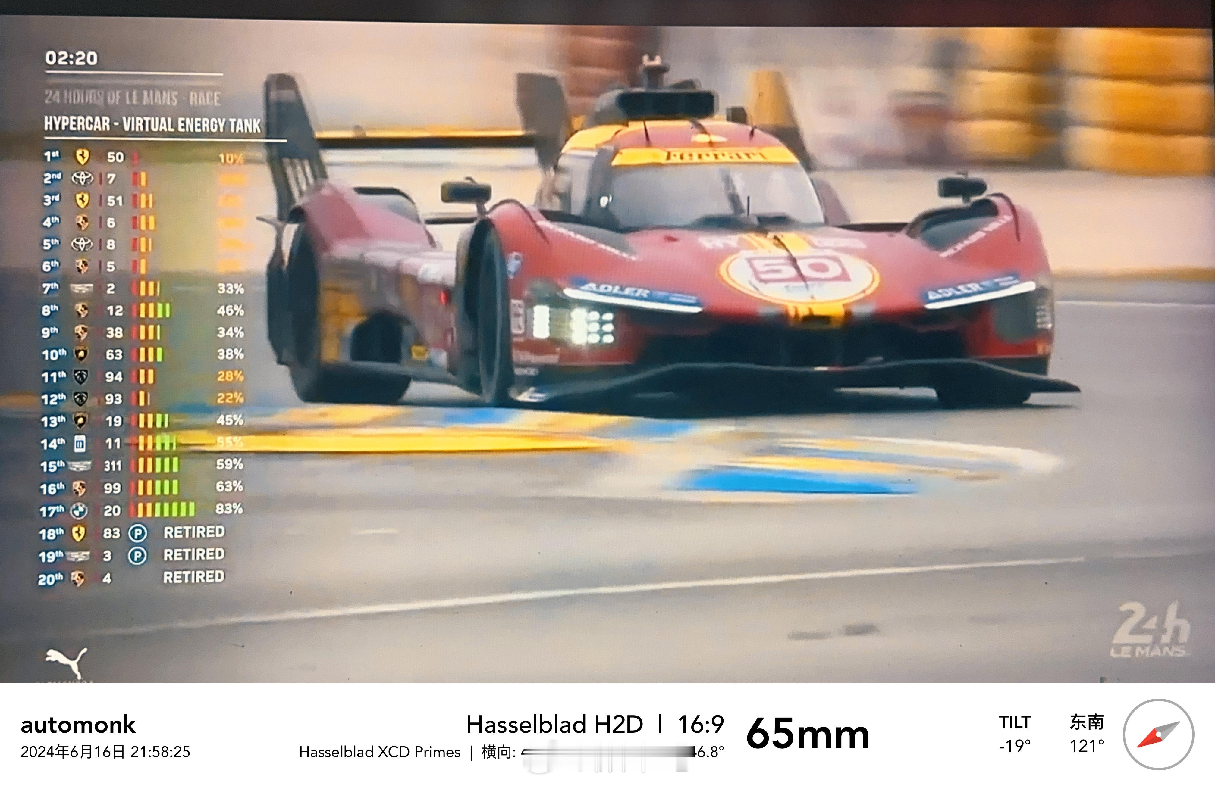 恭喜法拉利50号499P赛车，夺的勒芒24小时冠军，太极限了，丰田7号赛车亚军、