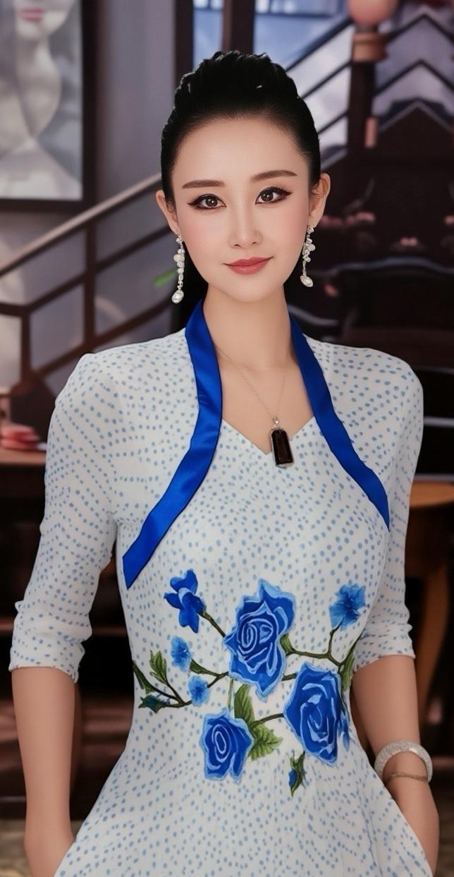东方凝韵秀芳容，玉质清妍自不同。
黛眼含春藏锦绣，绝世风华胜胭红。
东方气质美人