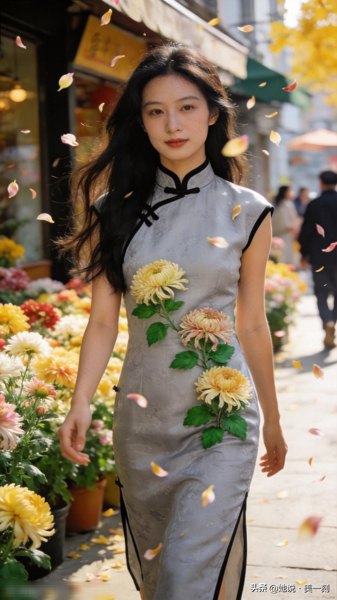 秋日花海中的旗袍美人，优雅动人。什么样的身材是完美身材