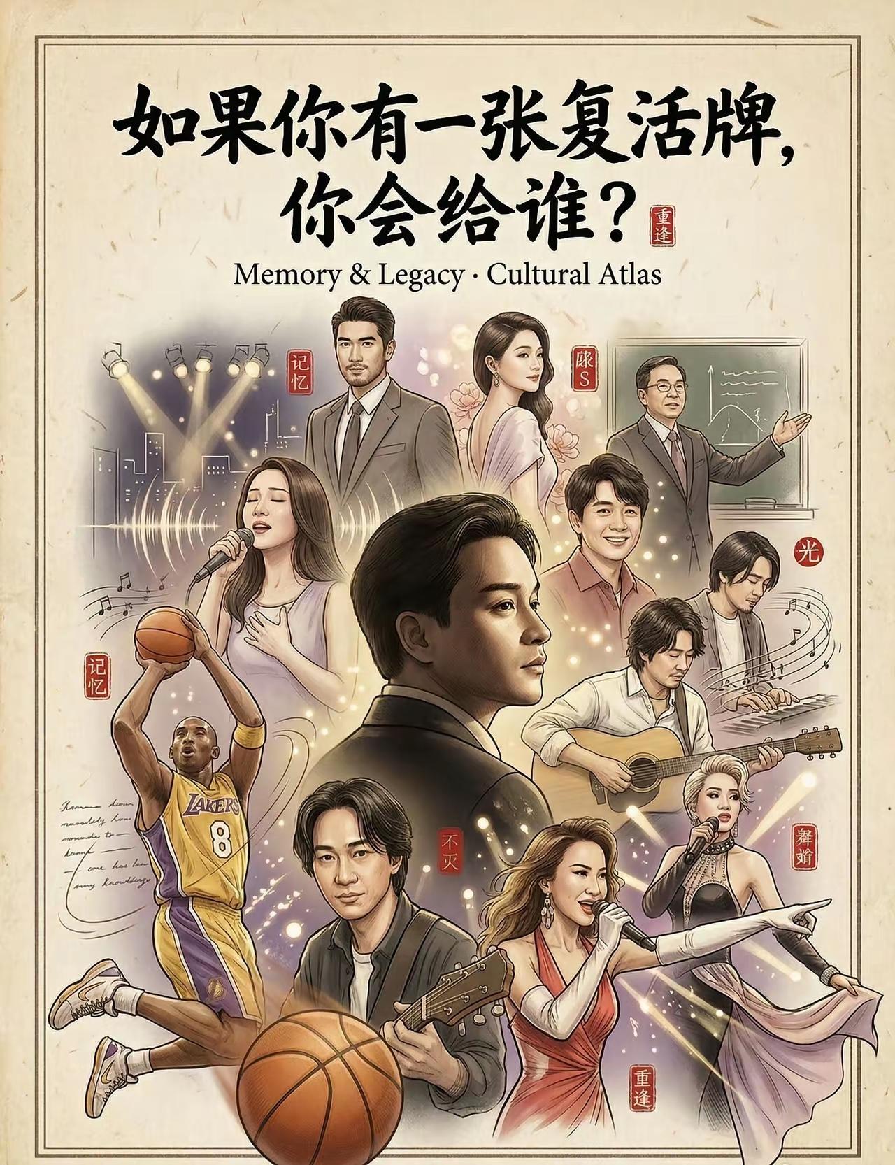 博主问：假如你有一张复活牌，你最想用给谁？

结果一看他给的人物大都是娱乐圈的。