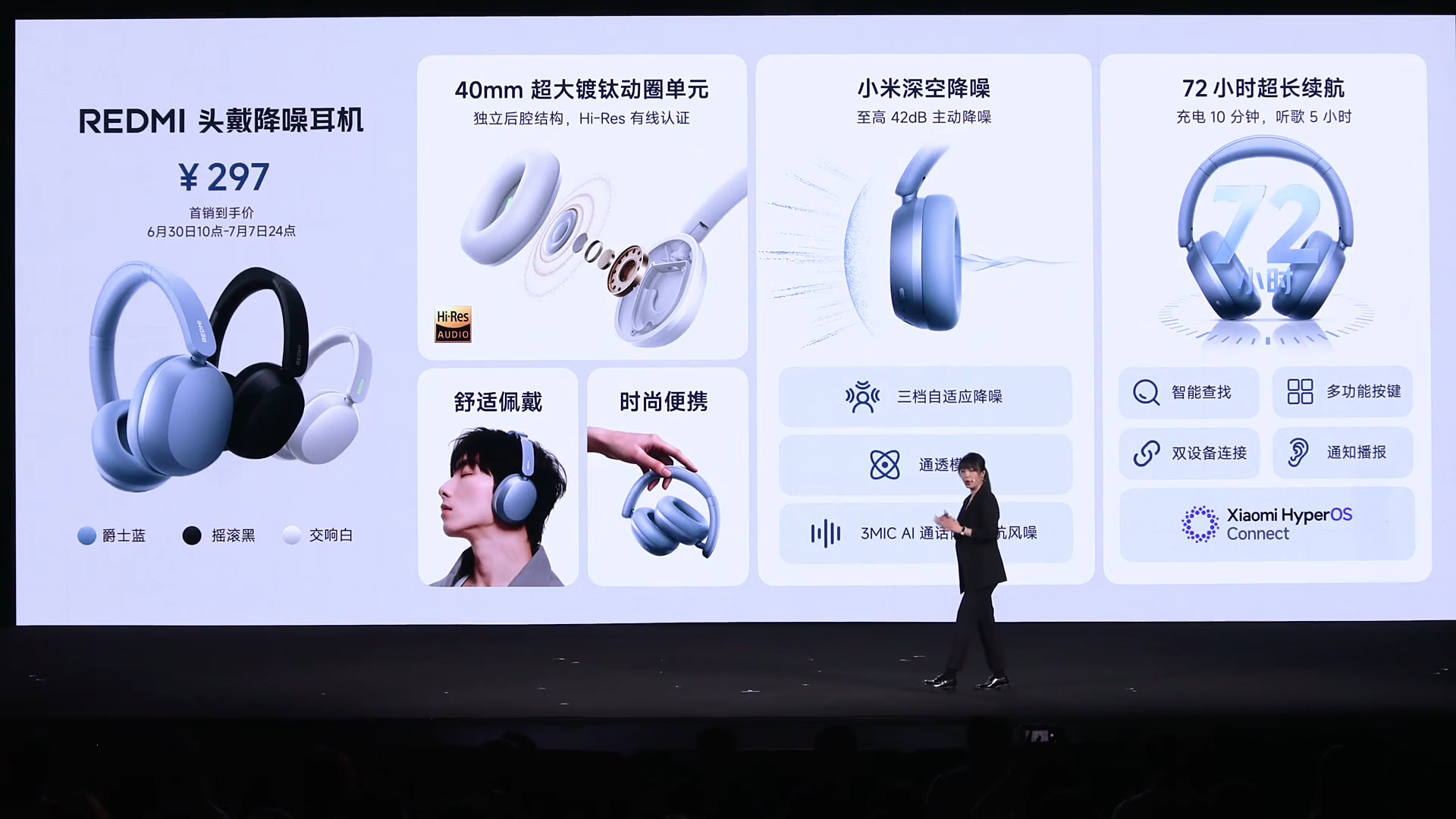 REDMI首款头戴降噪耳机，首销到手价297元，这个价格很值啊 红米发布会