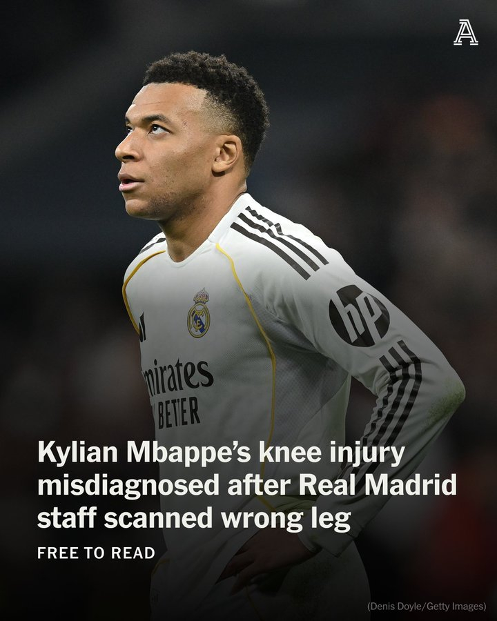 姆巴佩膝伤遭皇马误诊皇马据The Athletic皇马记者Guillermo R