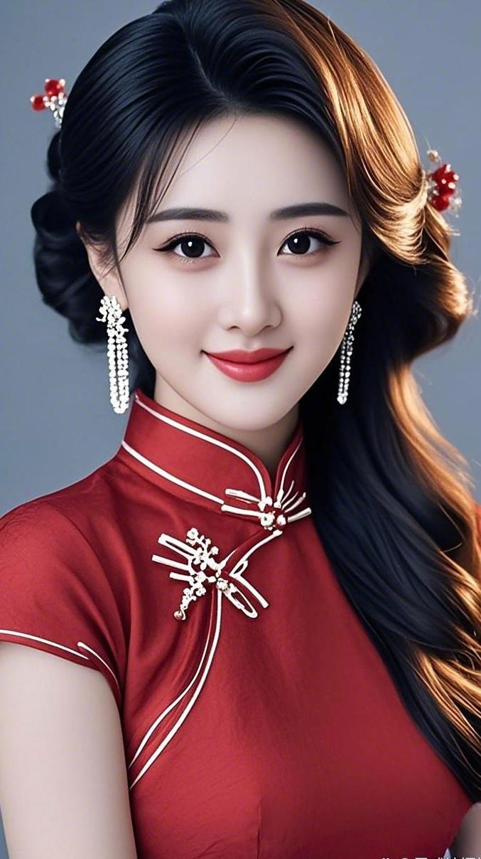 优雅旗袍，红衣美人，古典韵味，惊艳时光