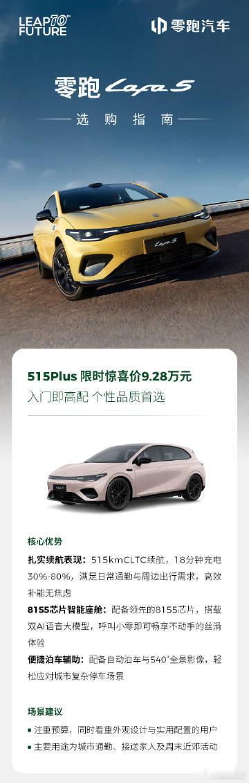 一图读懂零跑Lafa5 五款配置该如何选从个性品质首选515Plus版本，到超长