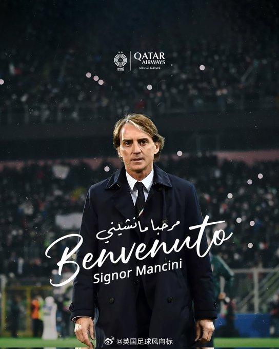 【】现年60岁的意大利籍主帅，前曼城、意大队和沙特主帅的曼奇尼，成功再就业，出任