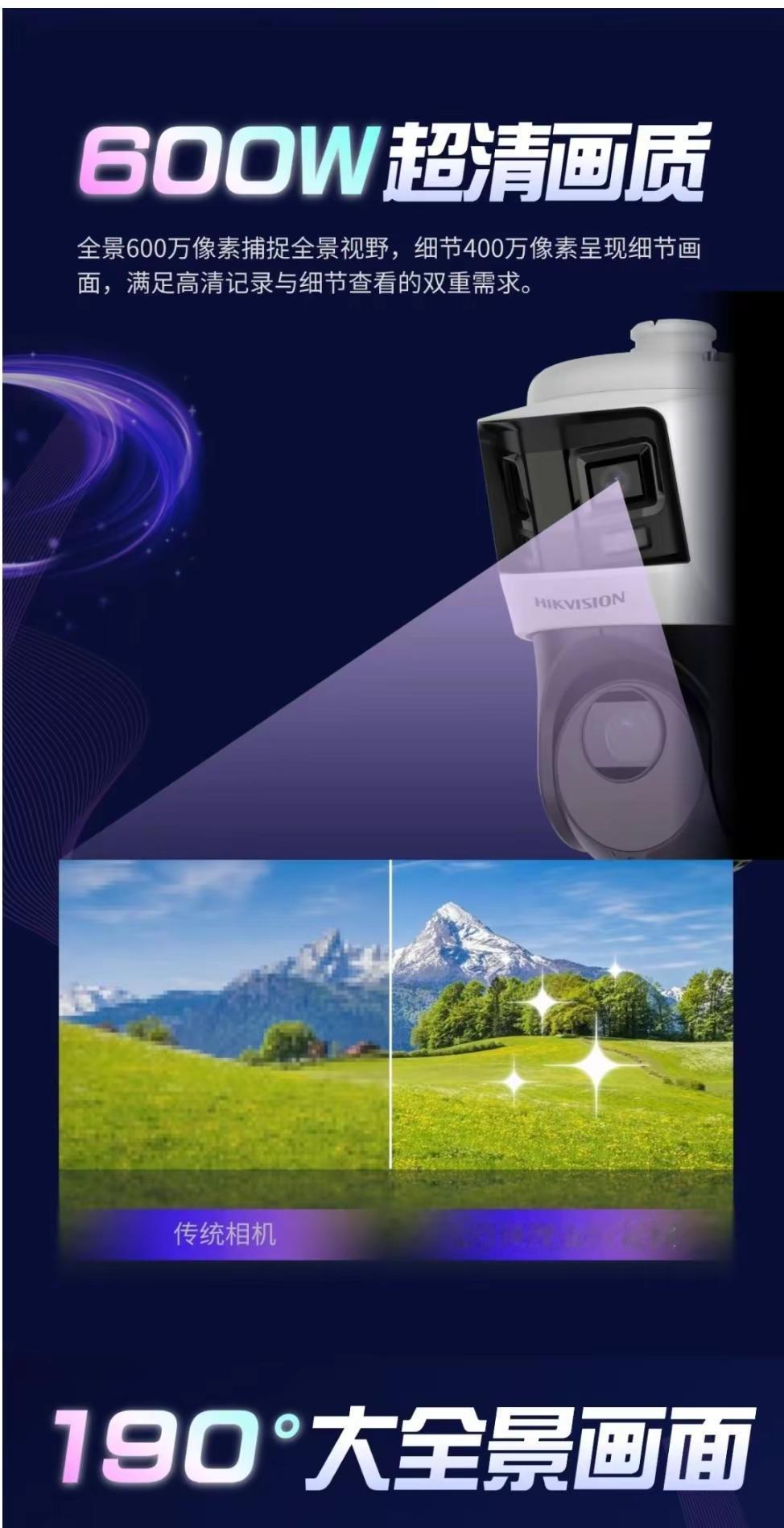 | 海康威视 4寸拼接全景枪球 ，600W 超清画质，190°大场景尽收眼底！远