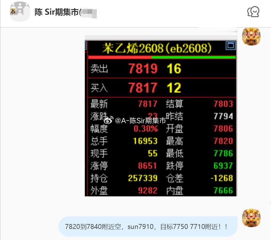 2026/7/13第四单【2608苯乙烯】苯乙烯完成60点！我们在7820附近空