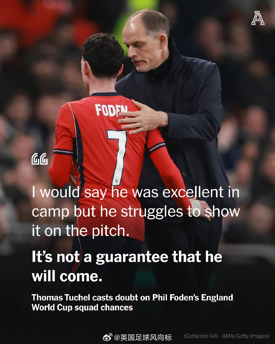 【图赫尔不满福登表现】曼城中场福登，代表英格兰出战乌拉圭和日本的友谊赛之后，主帅