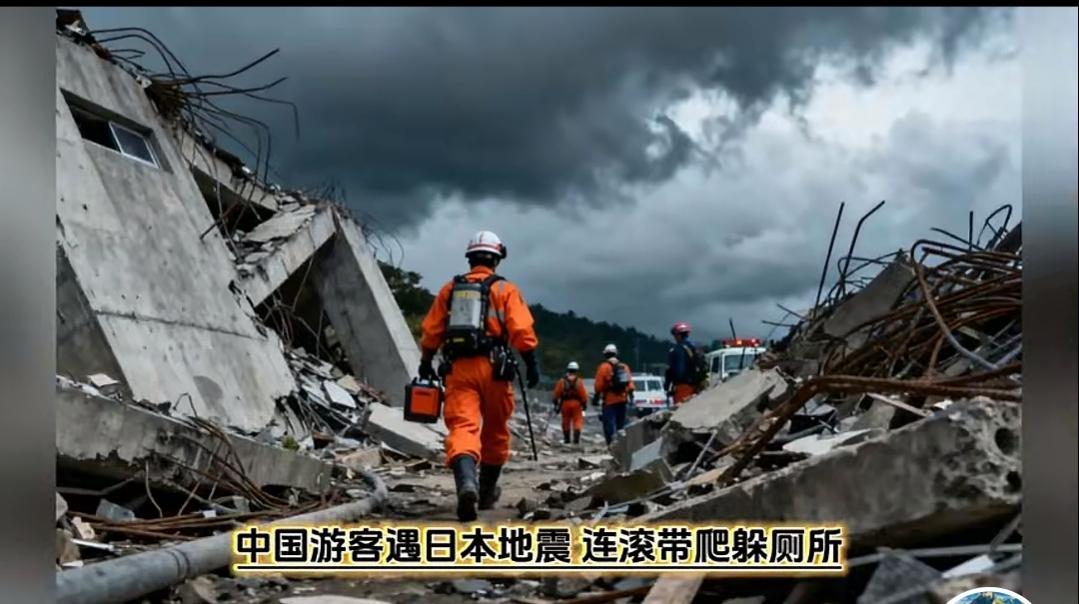 今日日本发生强震，7.6级，中国游客连滚带爬躲进厕所……
今日日本连发强震，最高
