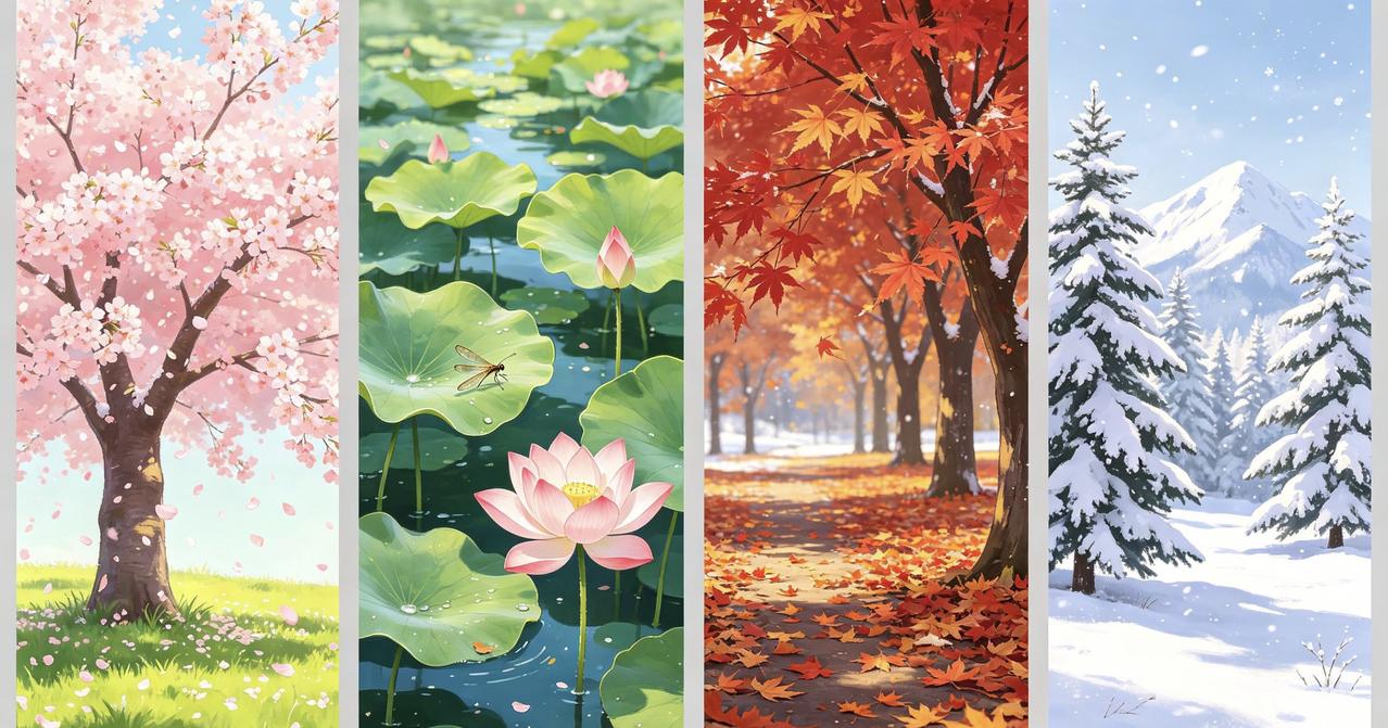 自然最妙的手笔，是把一年酿成四幅画。春生、夏长、秋收、冬藏，周而复始，岁岁温柔。