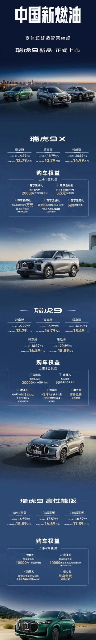 中国新燃油 瑞虎9新品国庆节前就发了
两款新车瑞虎9与锐虎9X
当时发布会玩嗨皮