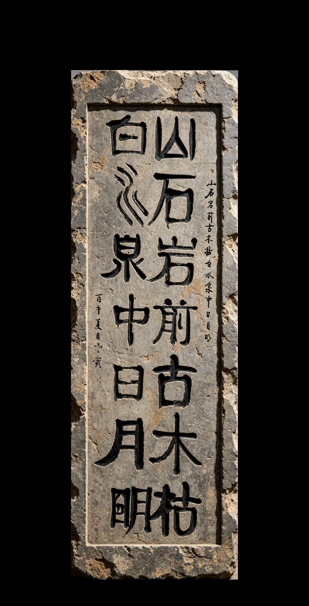 发现一块拆字联碑，谁知道是那个年代的？AI碑刻效果 抖音ai创作 书法书法作品欣