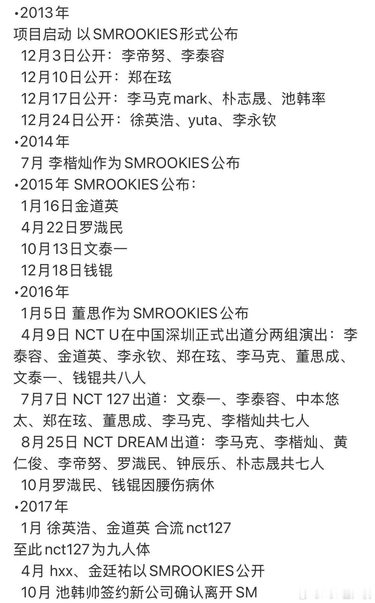 NCT比棒子国的历史都丰富 