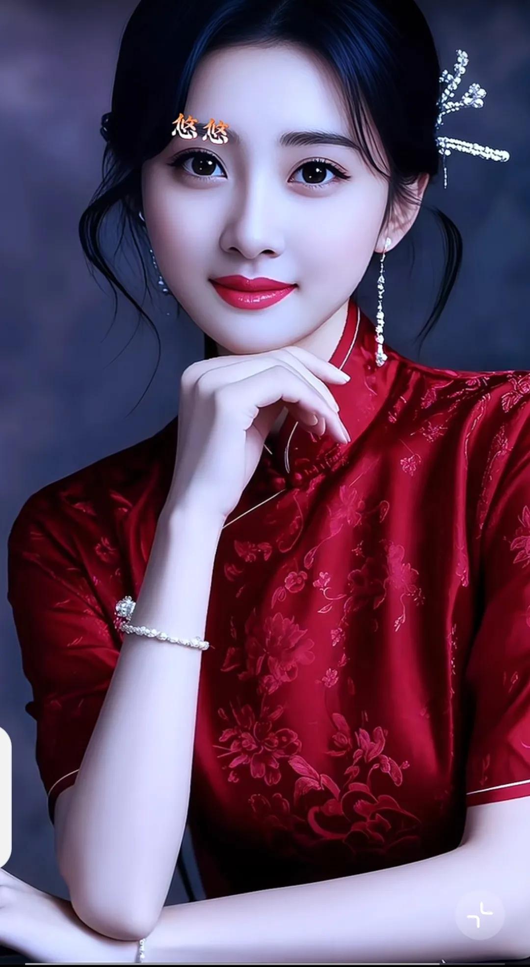 古典优雅，红衣美人，韵味十足。红颜美女风采 唯美流光美人