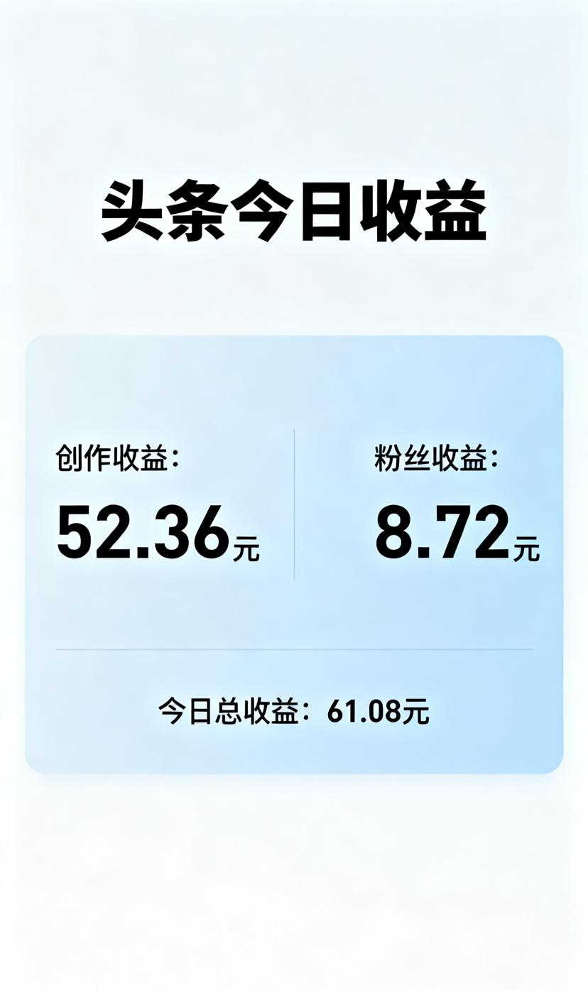 今日头条展现慢得很，但是一直在增长，几个几个的增长，收益也是几百块变成了几毛，甚