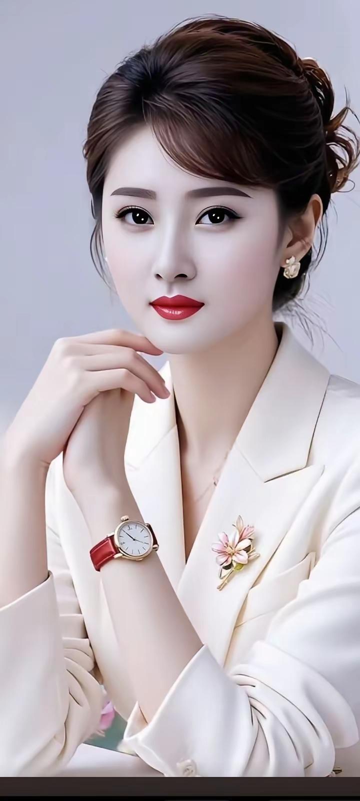 优雅职场风，白西装搭配红表带，尽显女性魅力！