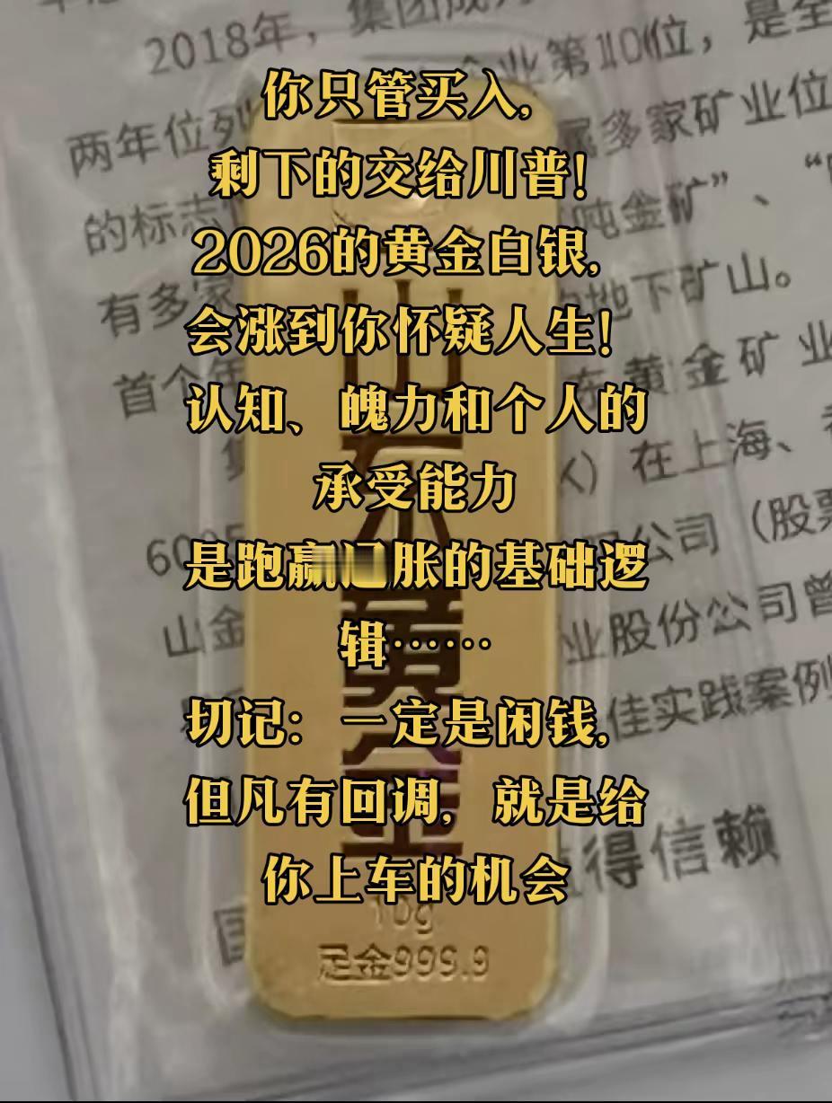 朋友们2026年请上车，一起改变自己祝你马上成功马上发 黄金 白银 正能量传递