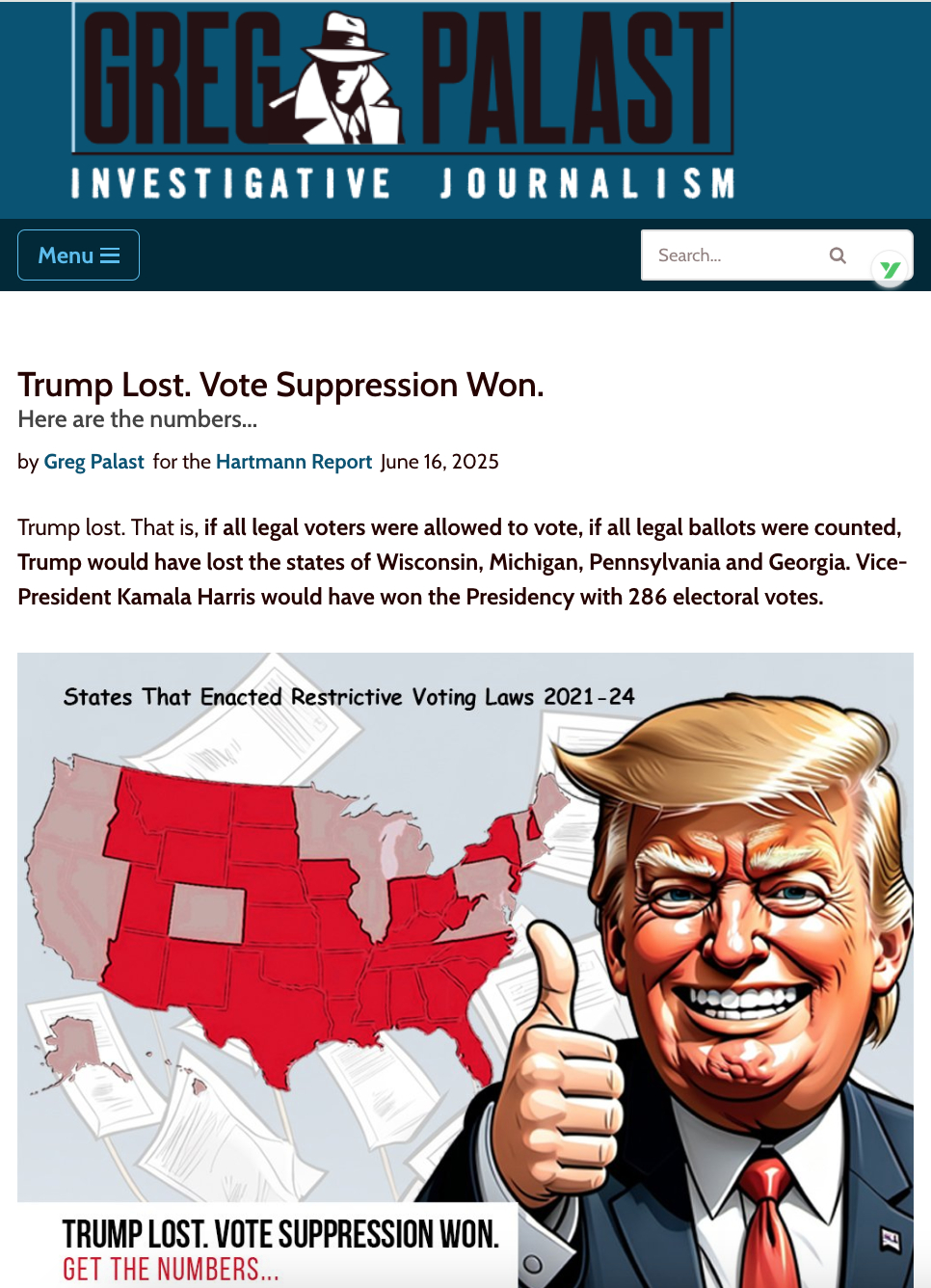 观点：如果有人说川普2024年输了选举，你信吗？ 网页链接美国作家和自由撰稿人雷