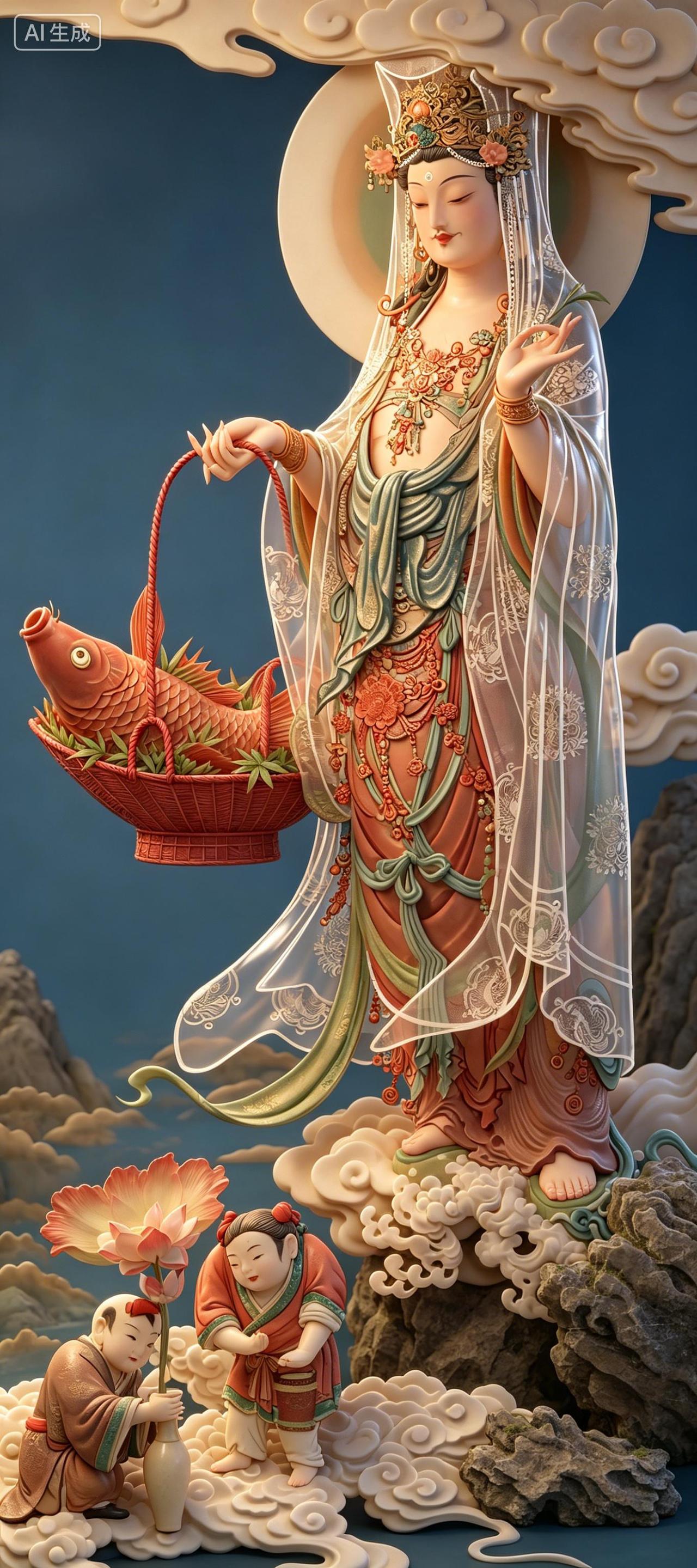 清 佚名《鱼篮观音图》鉴赏