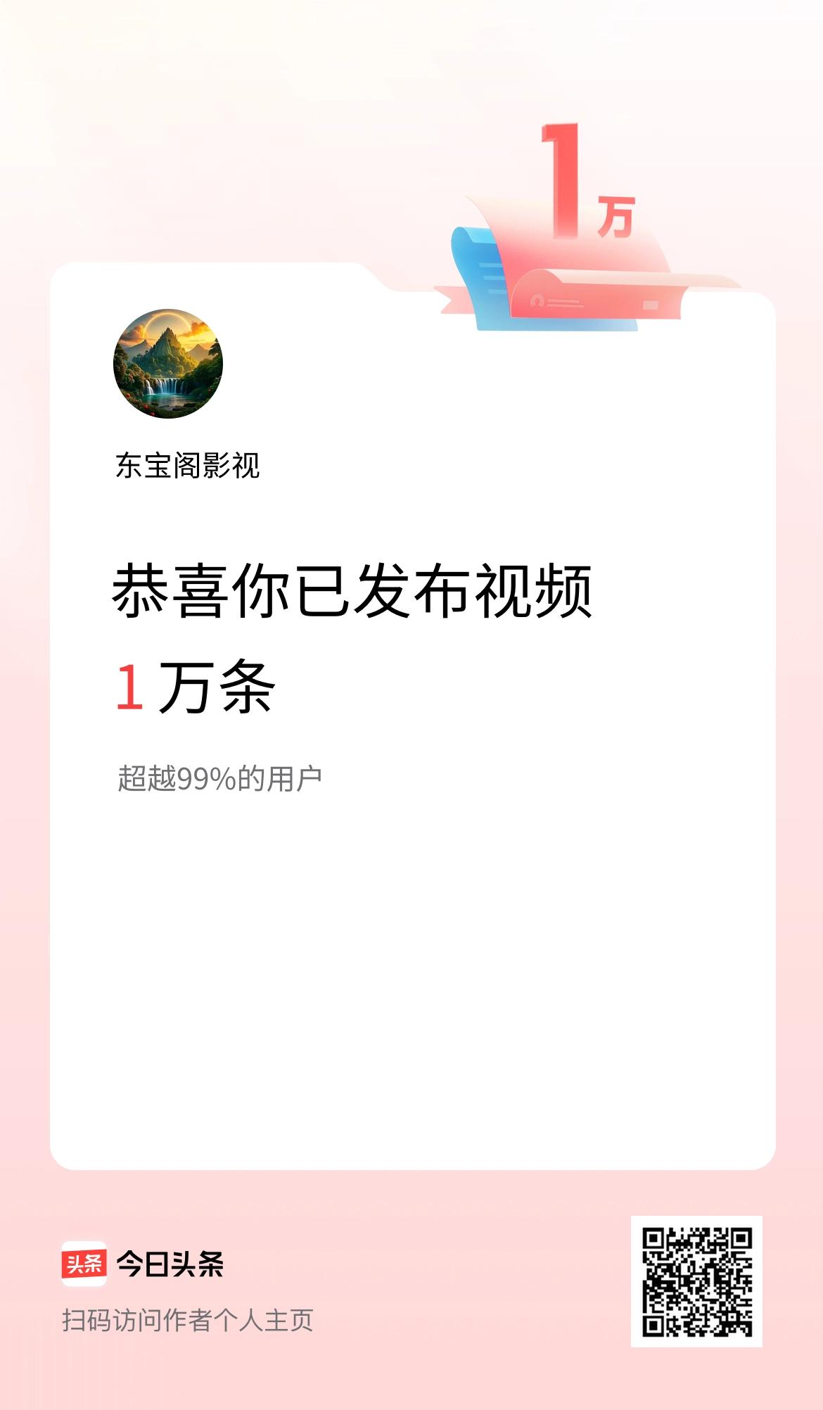 我在头条累计视频投稿1万个