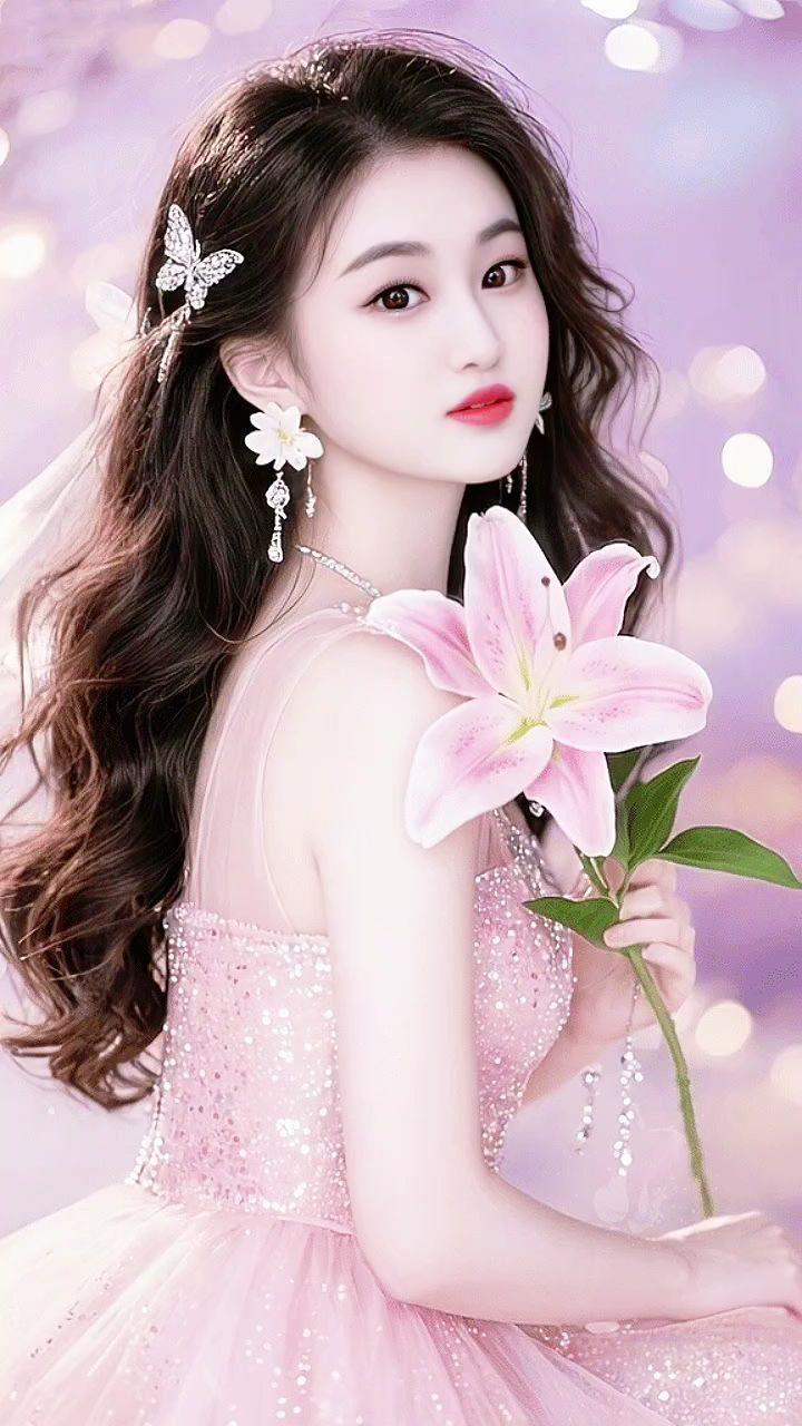 花与少女 百合花 鲜花照片氛围感 清纯甜美 温柔待余生