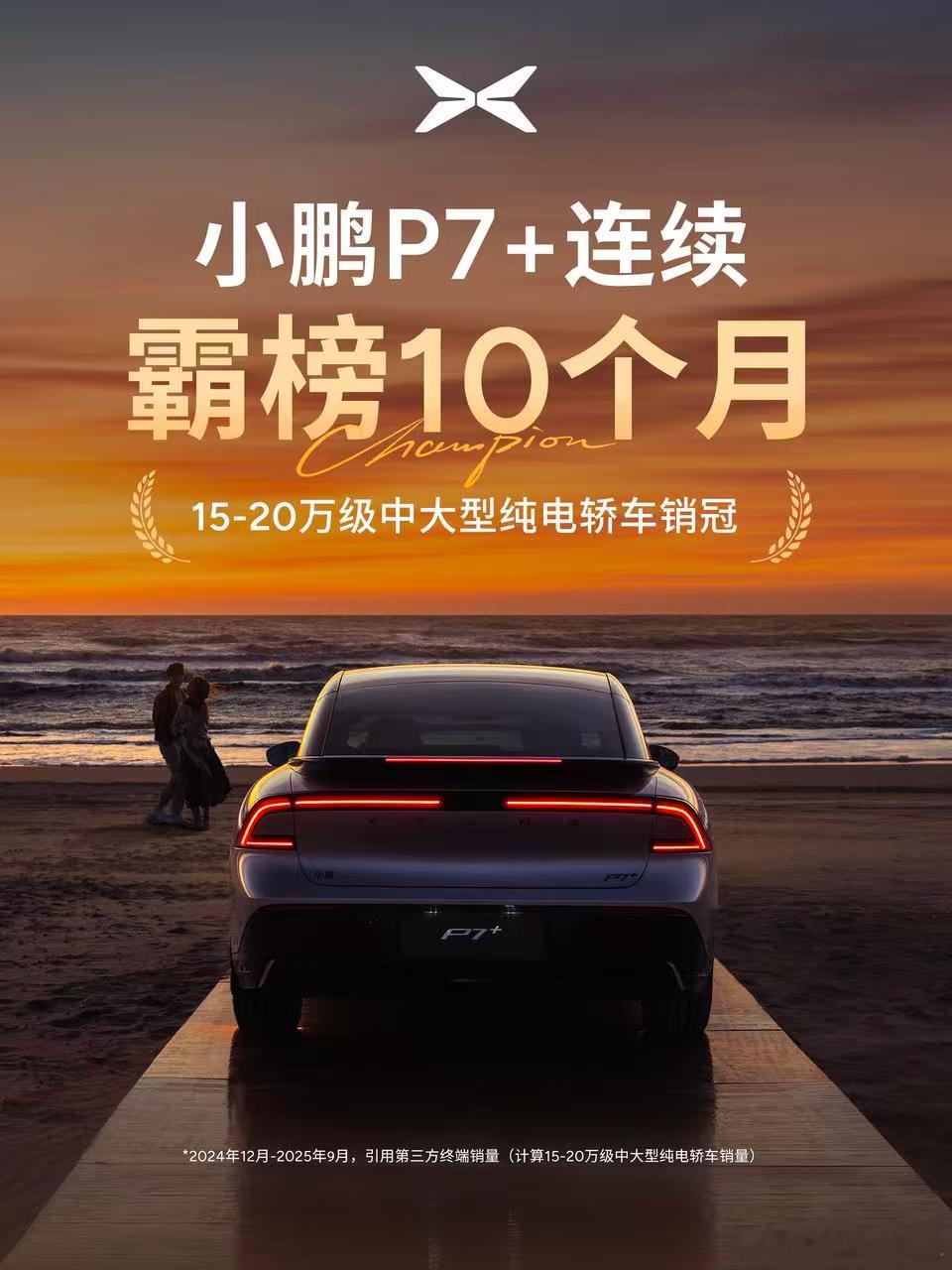 小鹏P7+连续10个月蝉联销冠小鹏P7+可以说是量大管饱、极致性价比的典范了吧！