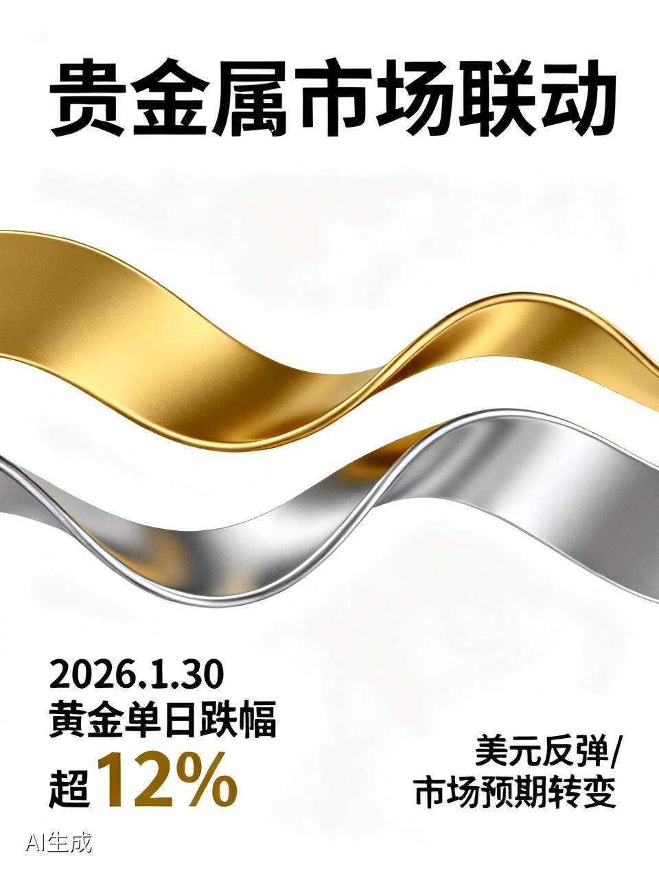 黄金大跌大概率会影响其他贵金属。就拿2026年1月30日来说，国际金价单日跌幅超