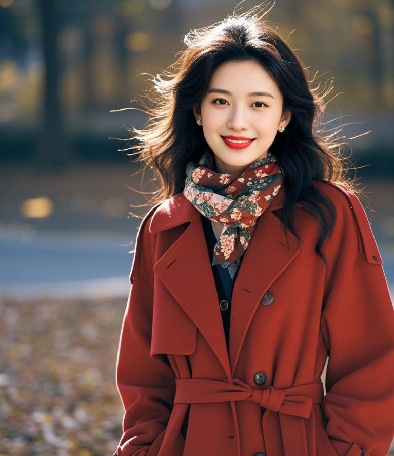 上联：红衫卷风，花围颈畔
下联：笑涡载暖，鬓扫秋光