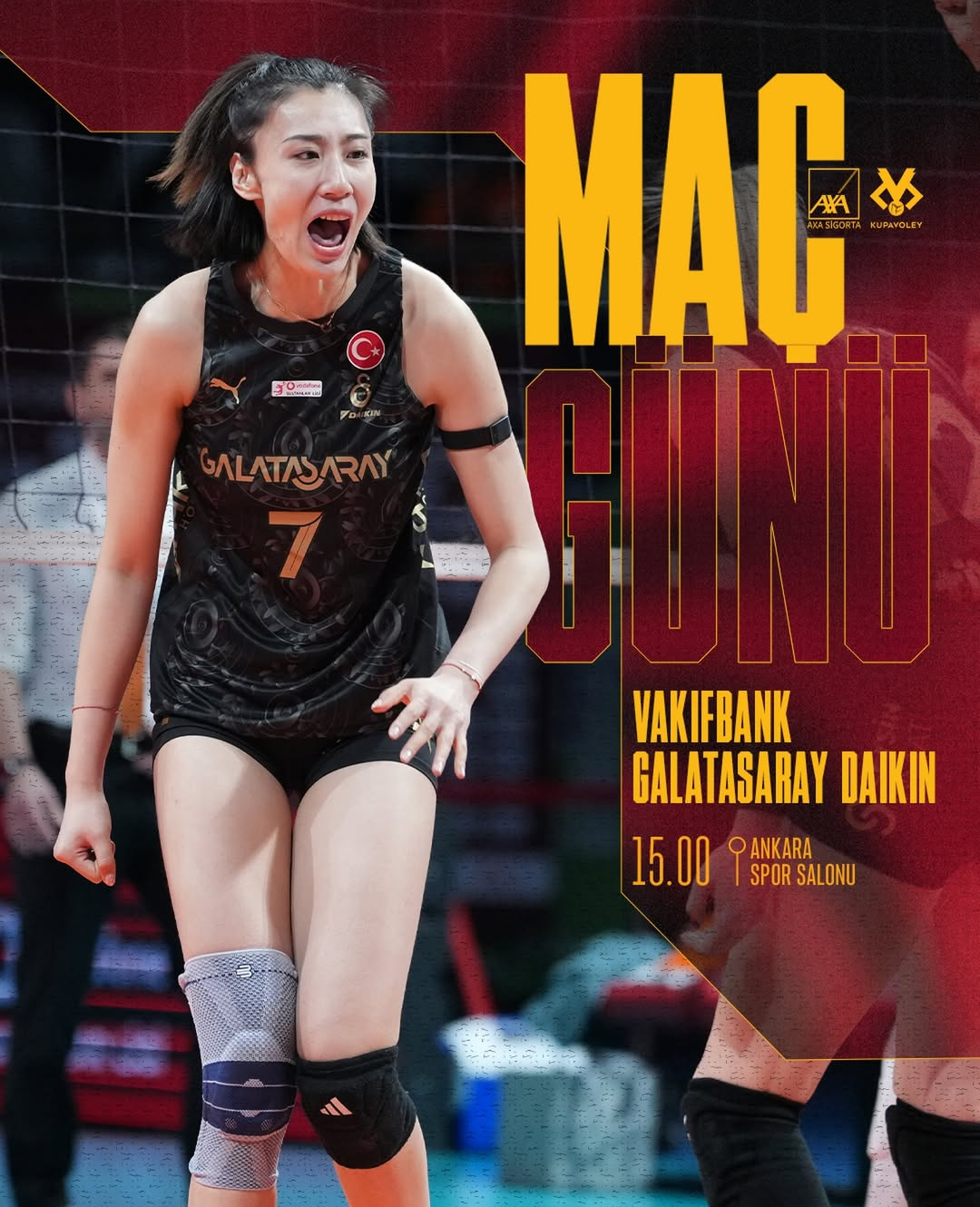 今晚20点，土耳其杯半决赛，加拉塔萨雷VS瓦基弗银行，加拉塔萨雷的海报选了王媛媛