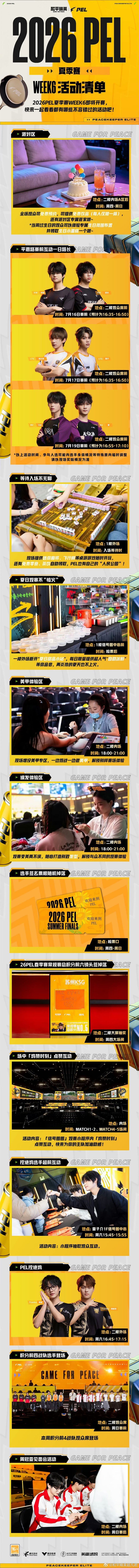 和平精英职业联赛 【2026PEL夏季赛】WEEK6活动清单2026PEL夏季赛