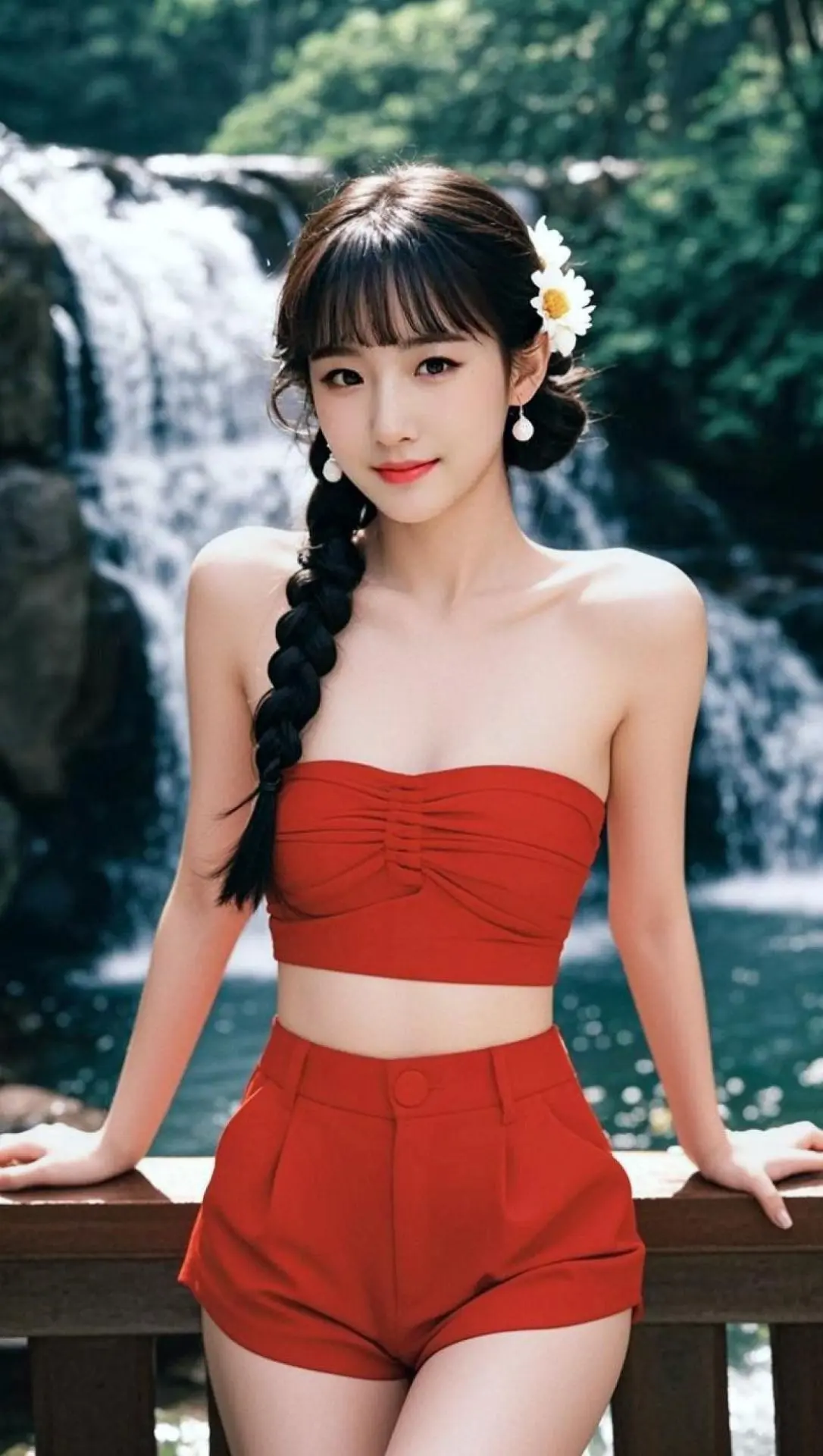 AI瀑布红装影