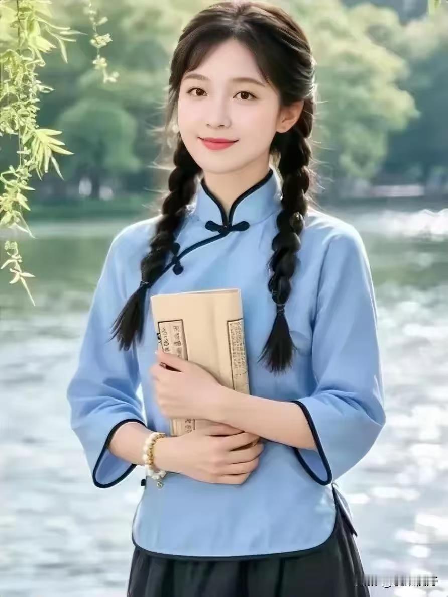 天净沙·书影闲吟
书香半卷盈怀，
蓝衫素影苍苔。
欲语回眸低黛。
寻诗缓步，
临