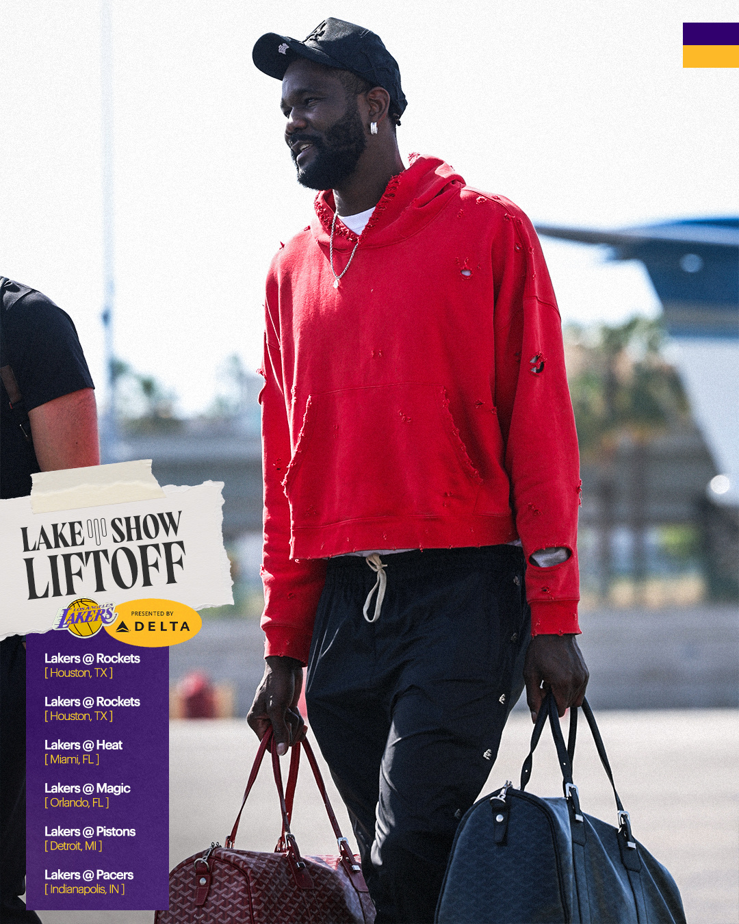 湖人已经出发了，六连客从明天开始！