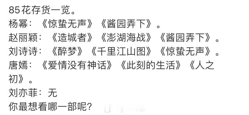 85🌸存货待播剧老幂约等于无 ​​​