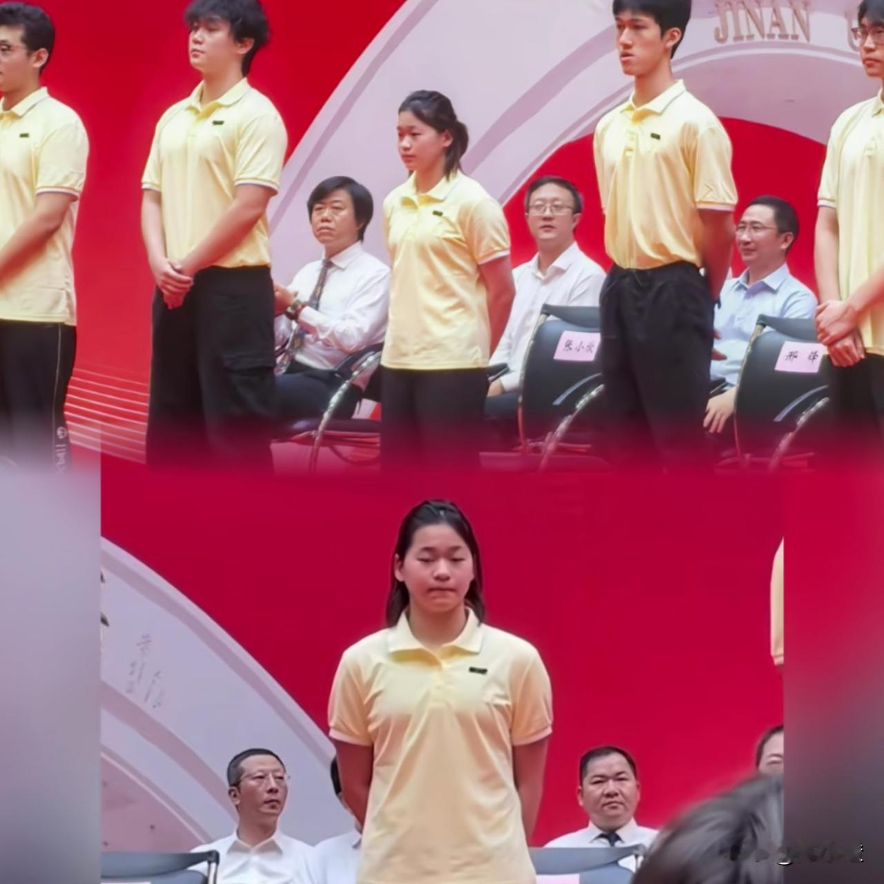 全红婵上大学啦！
就在2025年9月15日，暨南大学开学典礼上，全红婵作为学生代