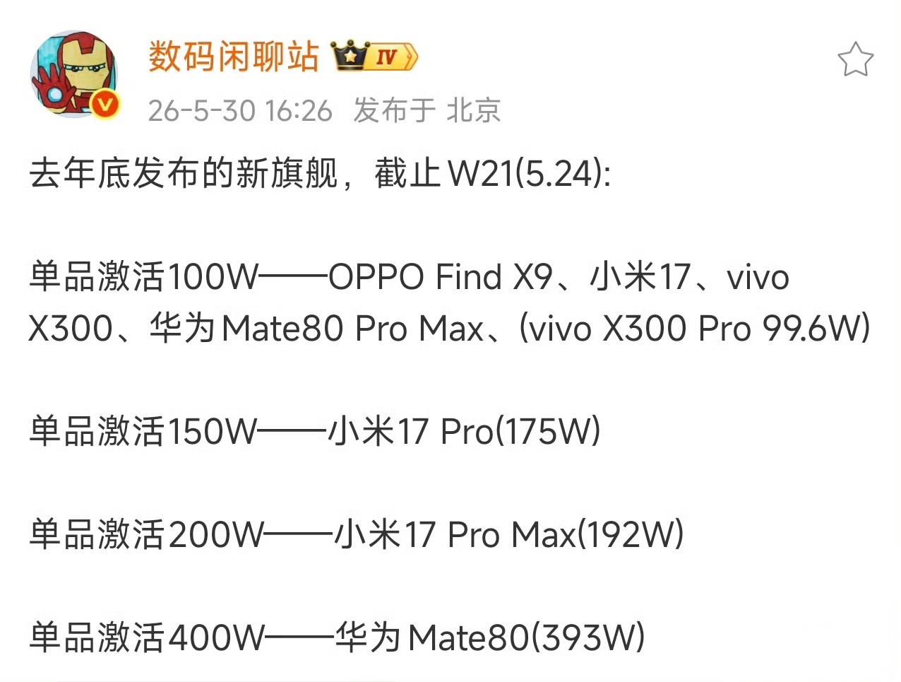 小米17系列还是非常成功的，我米这波高端成了！不过国产品牌旗舰加起来，也打不过果