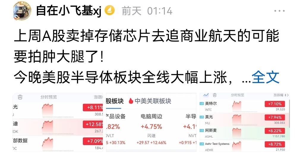 还嘴硬不！永赢先锋今天预计大幅涨超8%，上周卖掉存储芯片追商业航天的拍大腿了没？