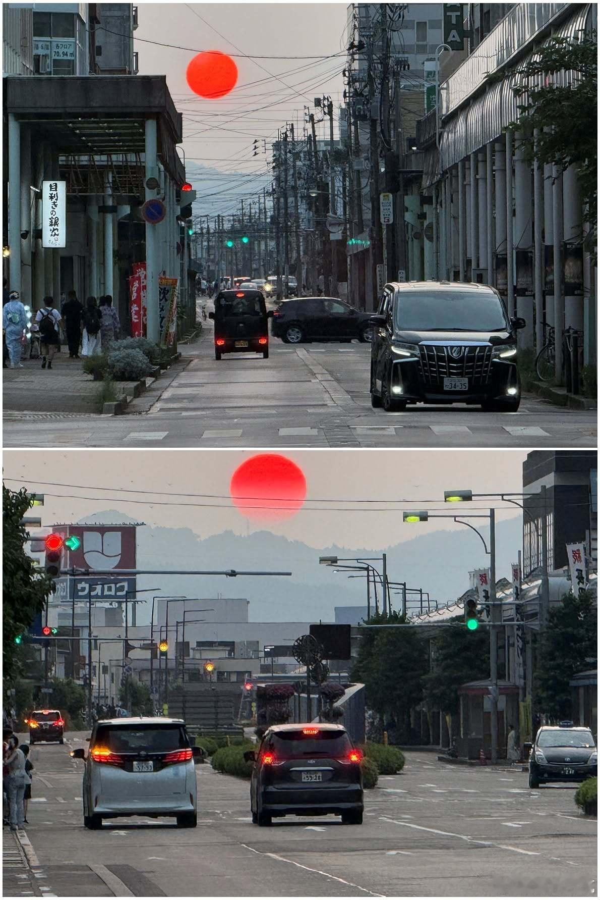 【 好像Ｐ图的太阳 】前天拍摄于新潟县长冈市。 