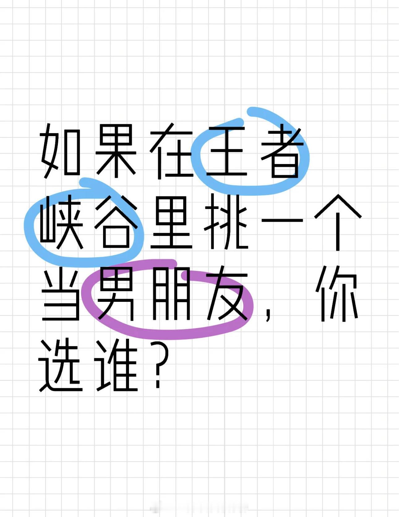 王者荣耀[超话]   如果在王者峡谷里挑一个当男朋友，你选谁？ 