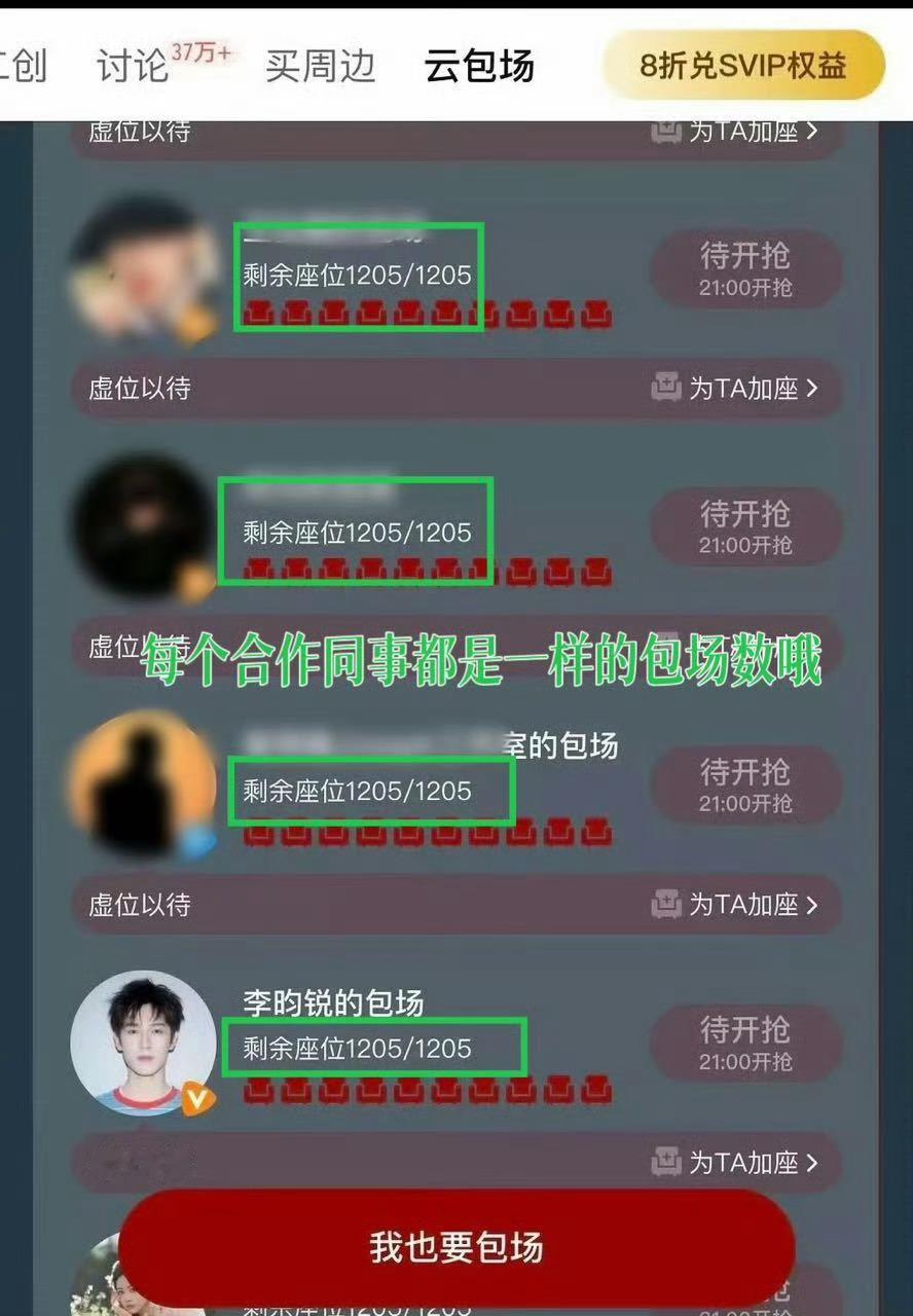 合作演员包场数不都是一样的吗？[疑問][疑問][疑問]李昀锐包场是孟子义生日 ​