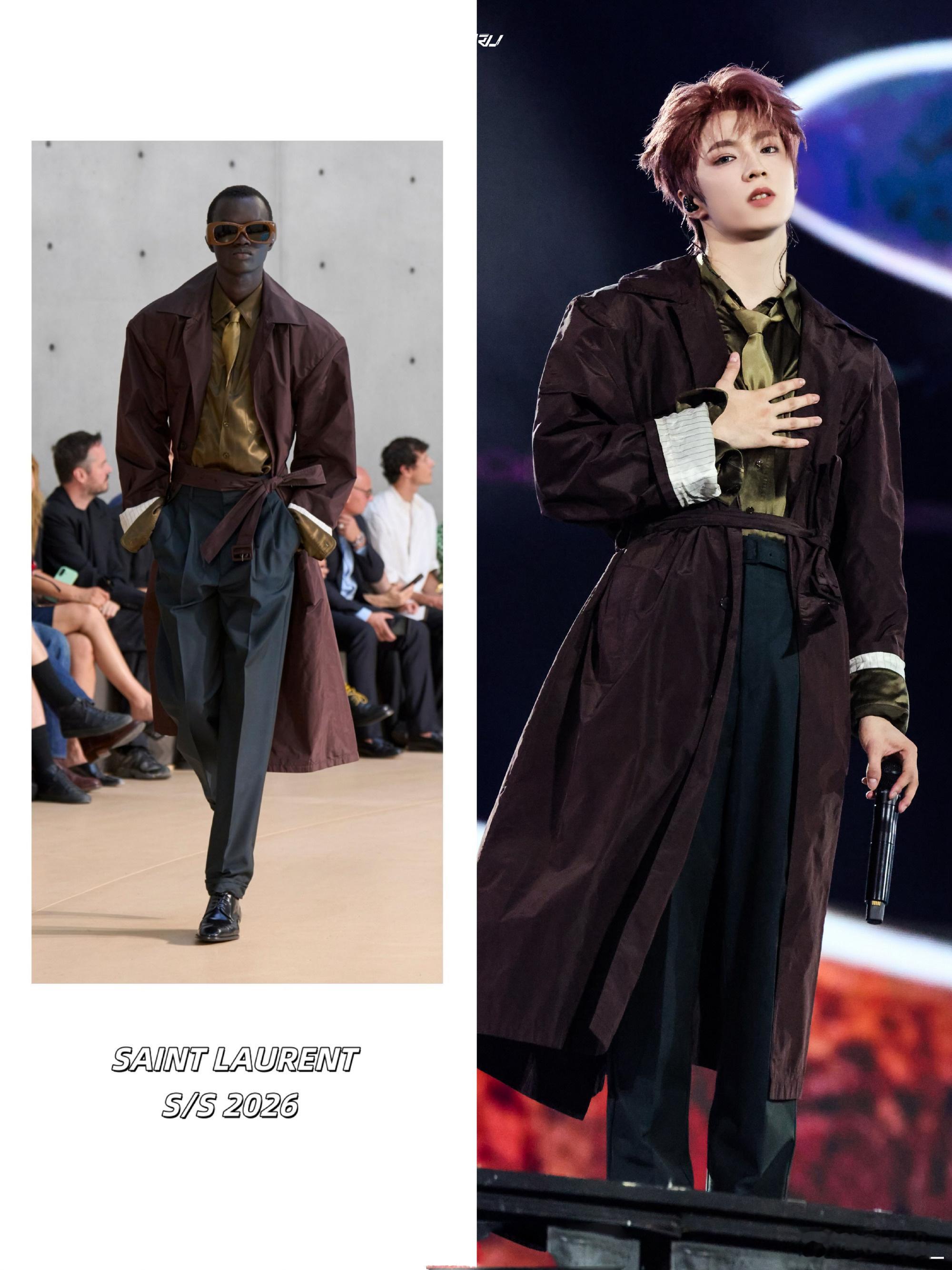 刘耀文 今日时代少年团演唱会 新造型，演绎了一套SAINT LAURENT 酒红