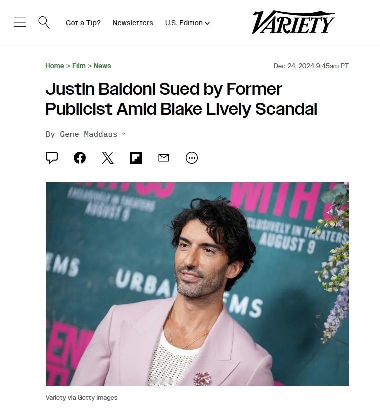 Justin Baldoni被前公关公司起诉！随着涉嫌抹黑Blake Livel